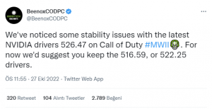 Nvidia confirms latest driver causing problems in MW2.
