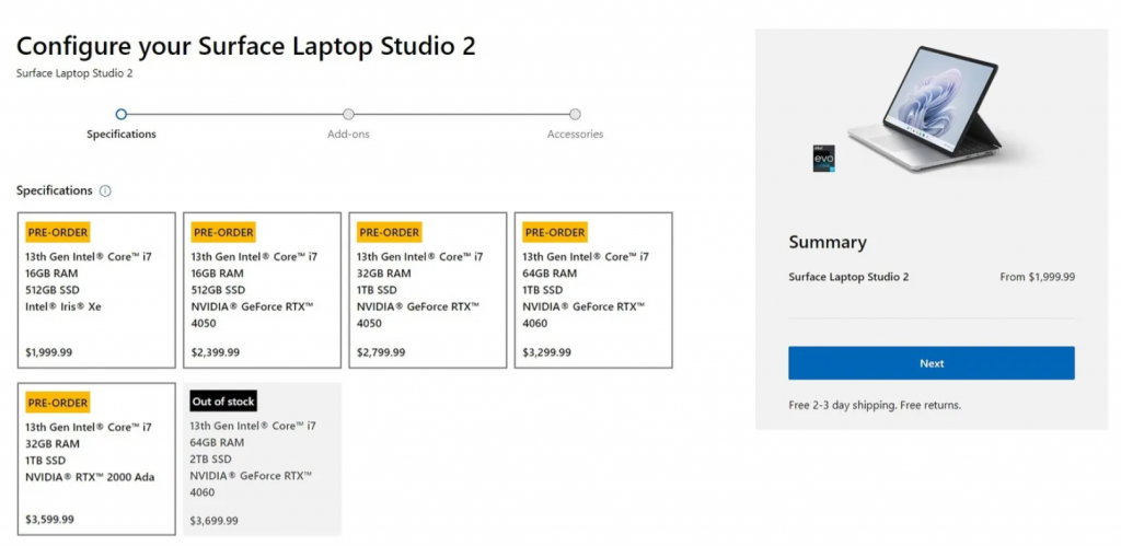 Surface Laptop Studio 2